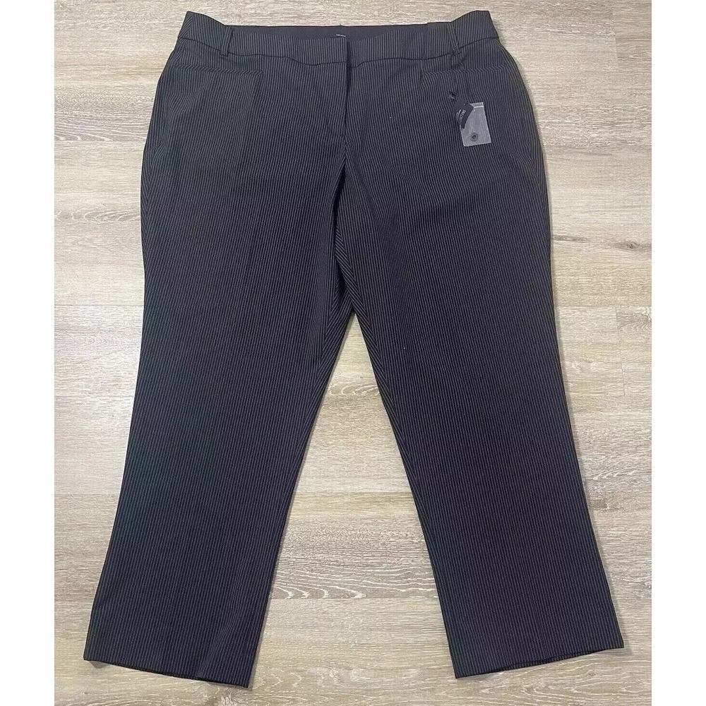Lane Bryant Size 24 The Lena Black Stripe Pant Bootcut Curvy Fit Trouser Stretch